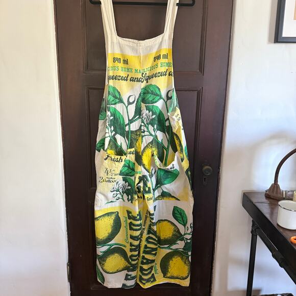 JUNK Vintage Sack | Flour Sack Wide Leg Crop Overalls Lemonade | Extra Large - Picture 2 of 10